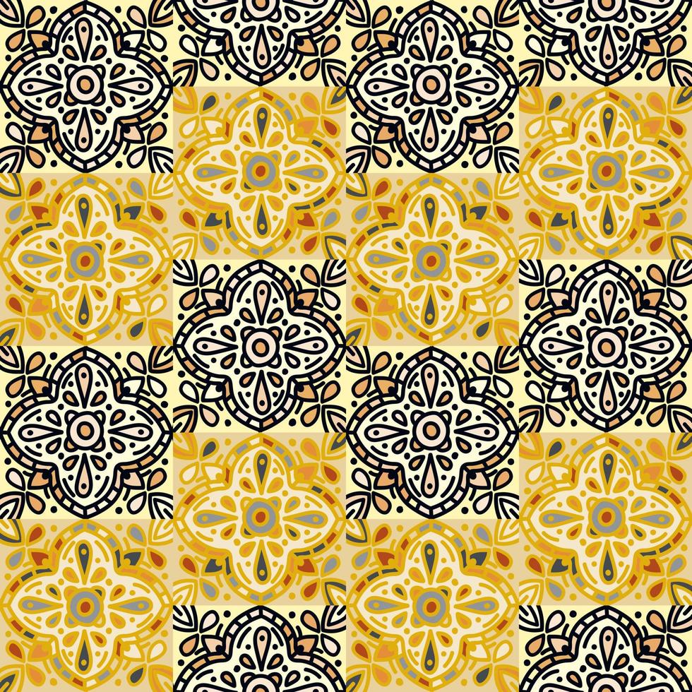 sömlös mönster med mandalas mosaik. abstrakt geometrisk dekorativ tapet. årgång dekorativ bricka vektor