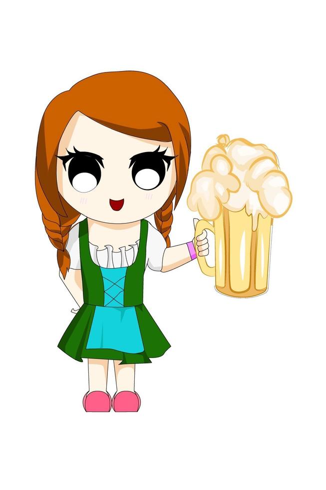 Chibi Anime Mädchen mit Bier vektor