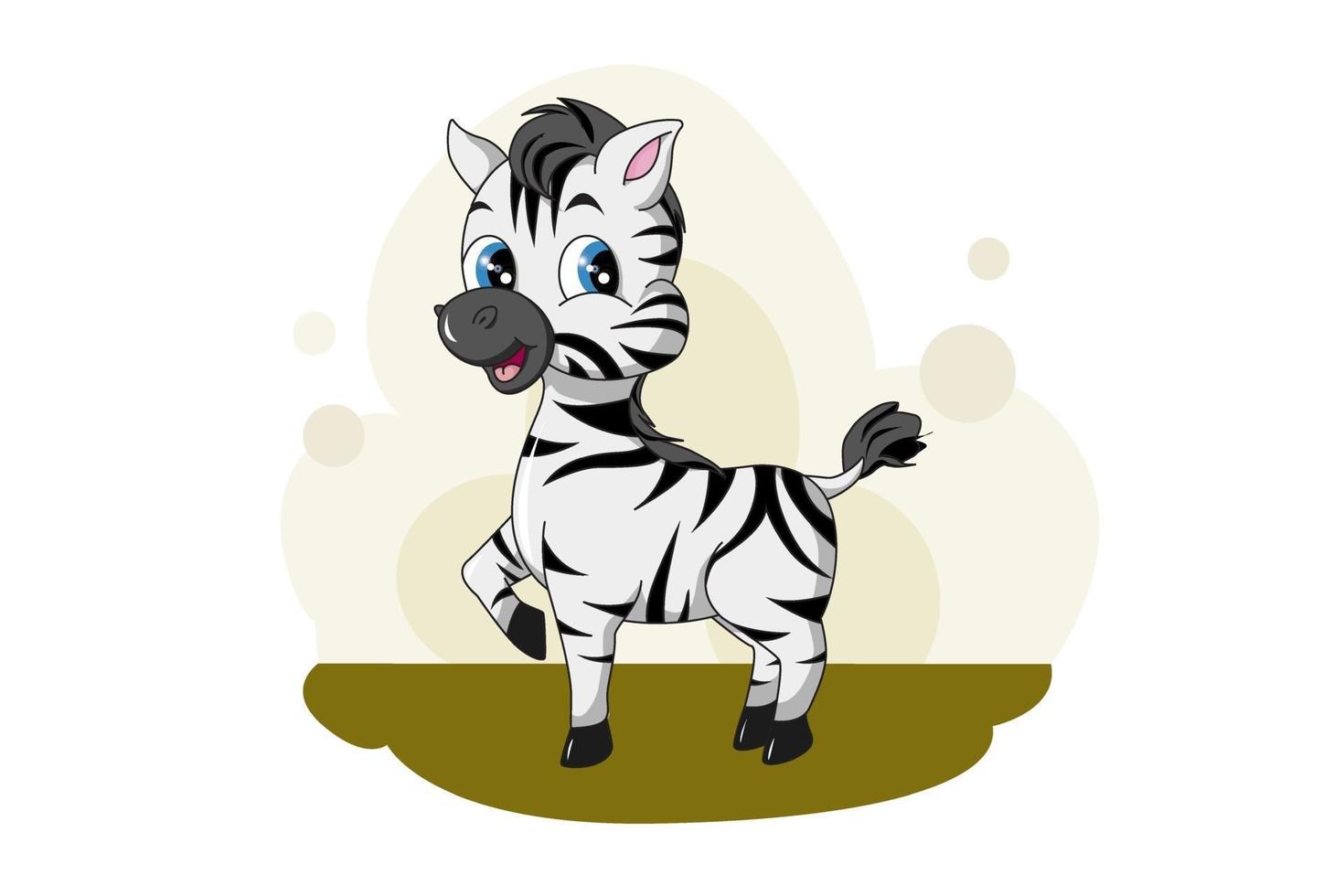 ein kleines niedliches blauäugiges Zebra, Design-Tierkarikaturvektorillustration vektor