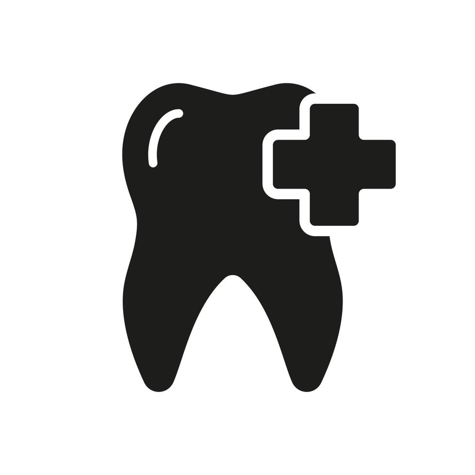 tand med korsa, medicinsk behandling begrepp. dental vård glyf piktogram. oral medicin klinik tecken. dental behandling silhuett ikon. tandvård fast symbol. isolerat vektor illustration.