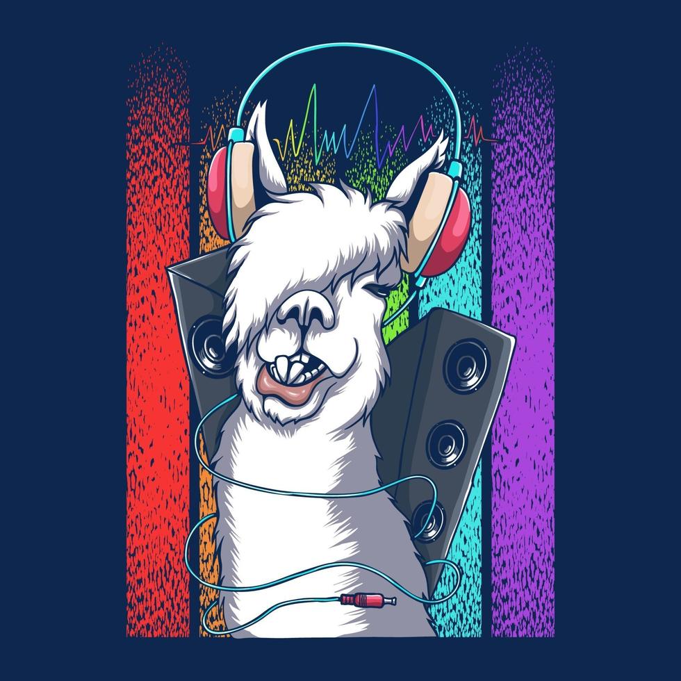 lama hörlurar dj retro vektorillustration vektor