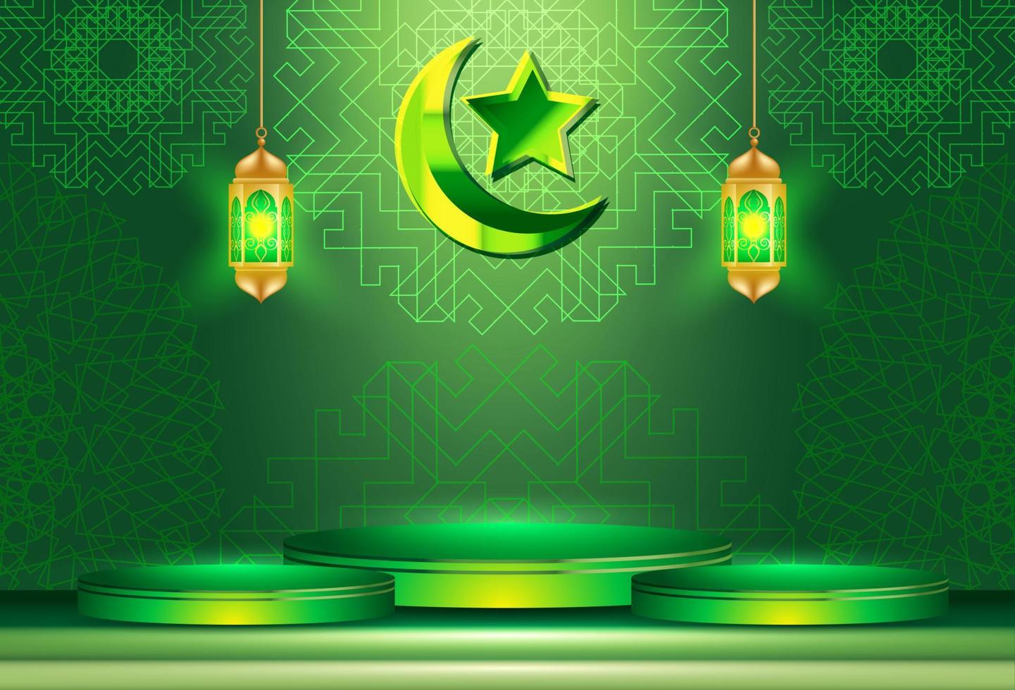 islamic Semester firande baner designad med halvmåne måne och illustration av moskén. vektor