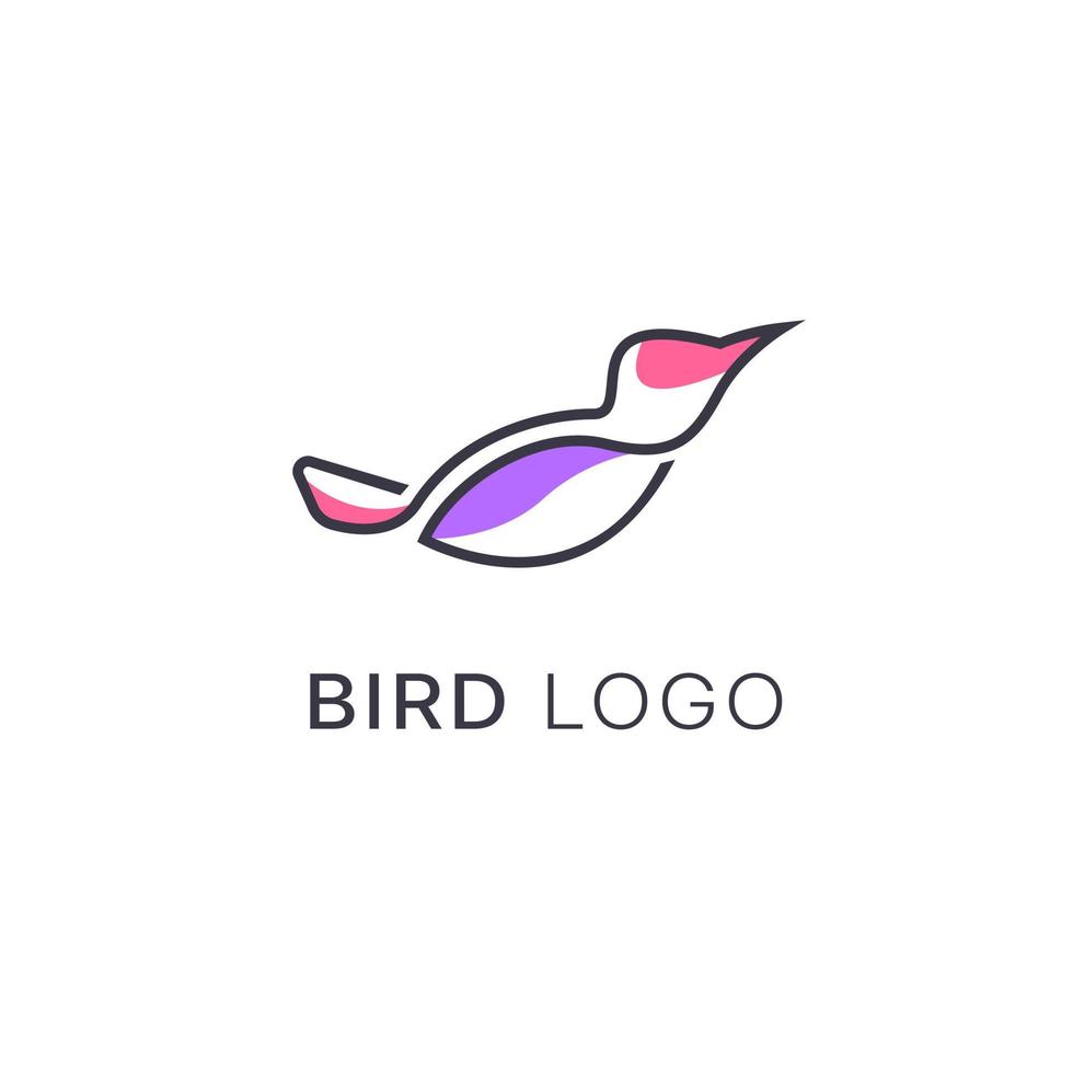 minimalistisch Monoline Linie Kunst Vogel Logo Design Vektor, Vektor Linie Kunst von abstrakt bunt Kolibri, Gliederung Vogel Logo Design