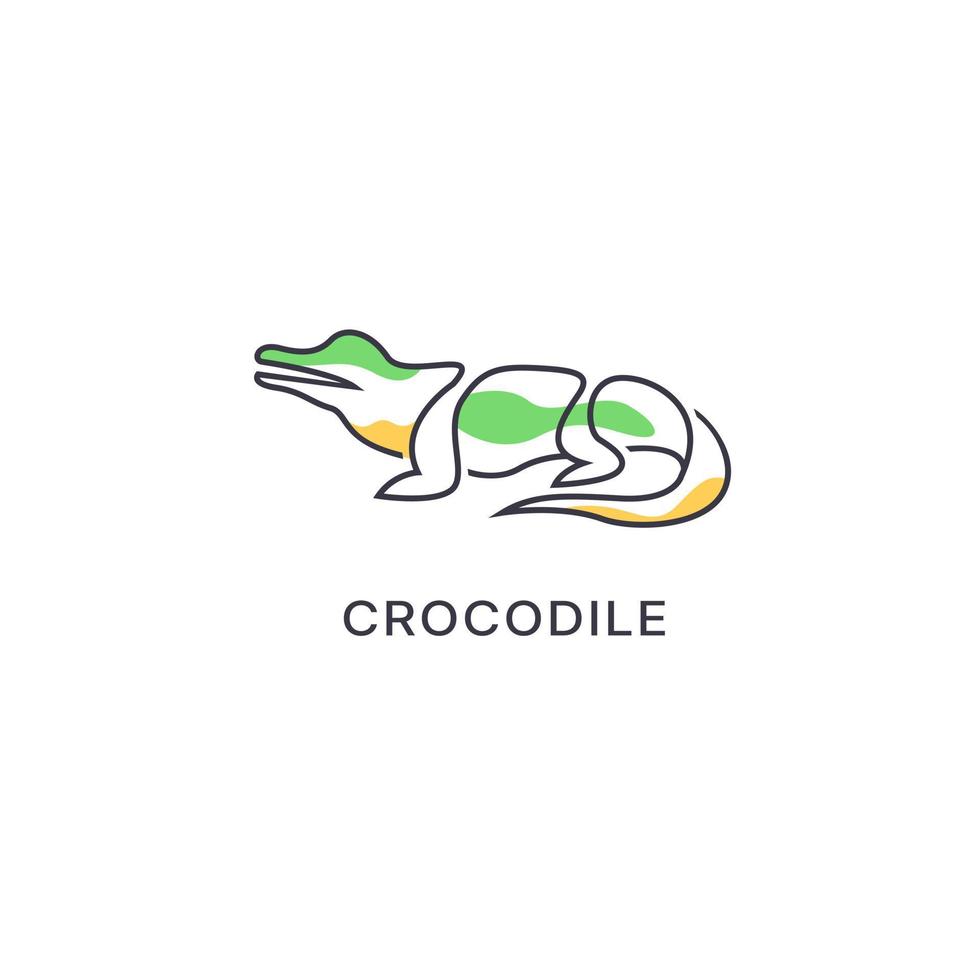 Krokodil Alligator Raubtier Reptil Logo Symbol Symbol, Krokodil Logo Design mit Linie Kunst Stil vektor