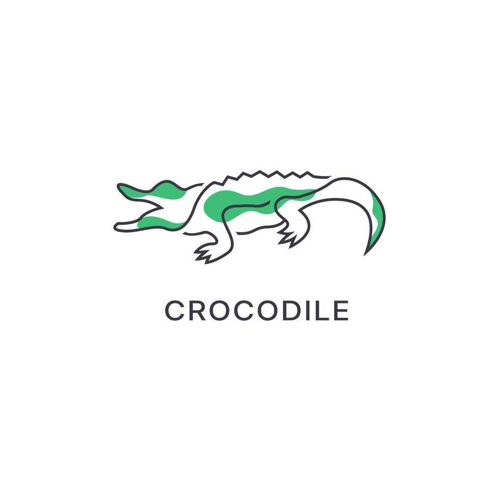 Krokodil Alligator Raubtier Reptil Logo Symbol Symbol, Krokodil Logo Design mit Linie Kunst Stil vektor