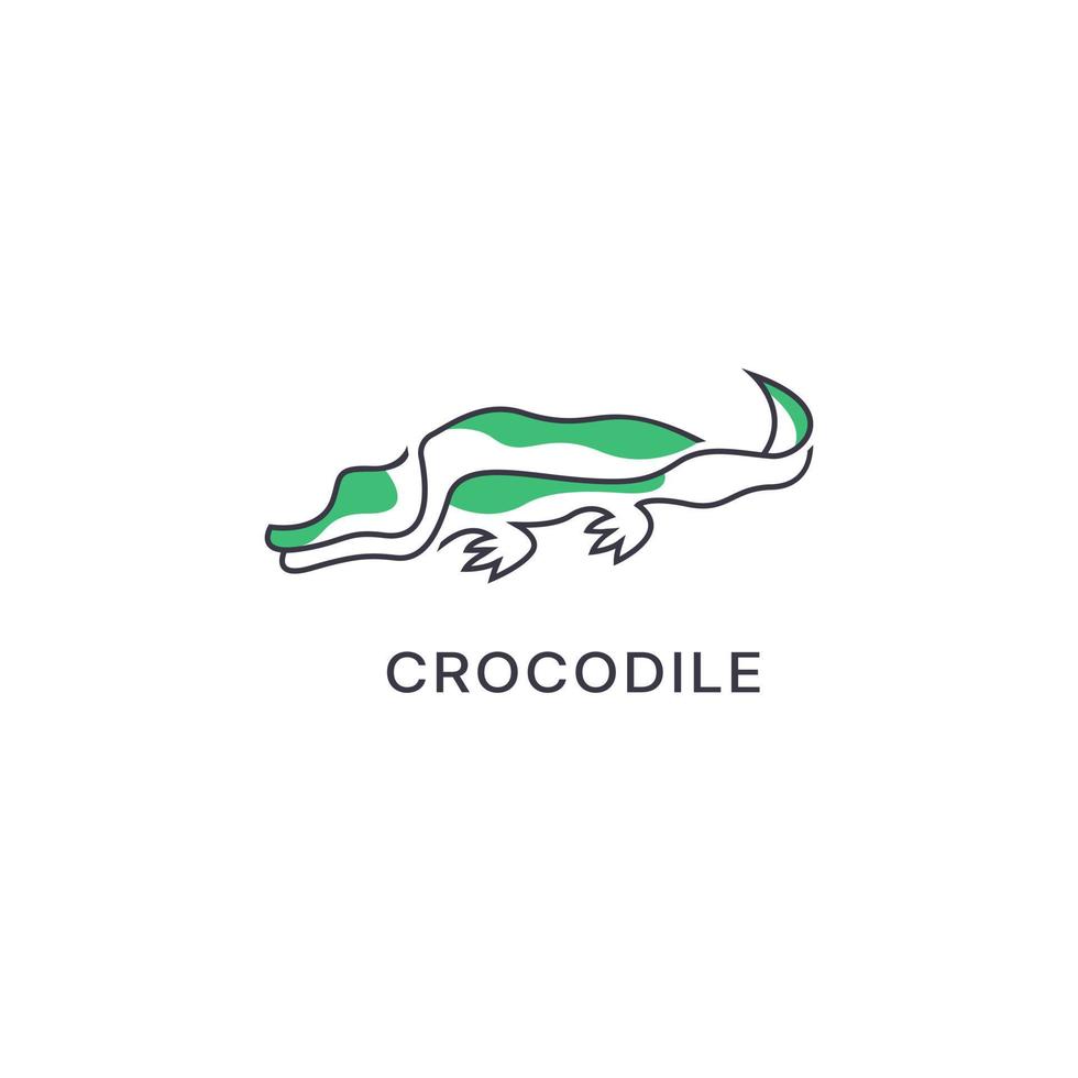 Krokodil Alligator Raubtier Reptil Logo Symbol Symbol, Krokodil Logo Design mit Linie Kunst Stil vektor