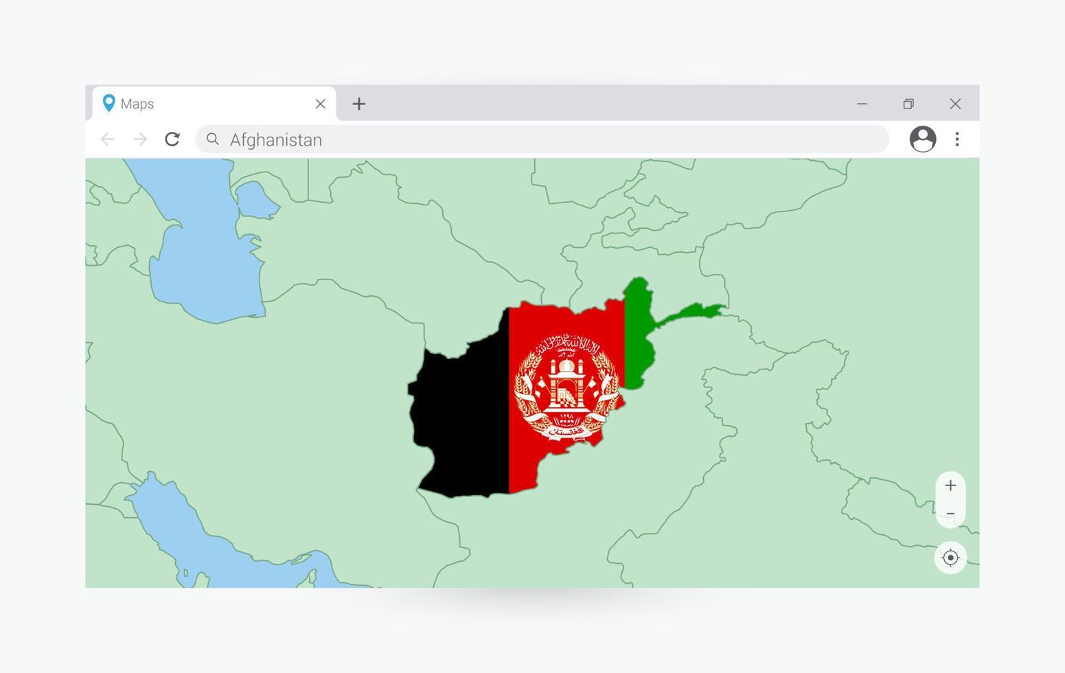 browser fönster med Karta av Afghanistan, sökande afghanistan i internet. vektor