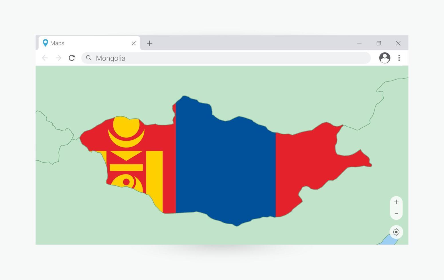 Browser Fenster mit Karte von Mongolei, suchen Mongolei im Internet. vektor