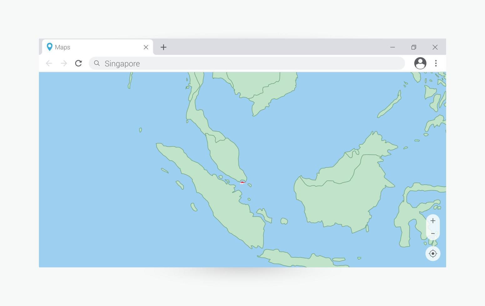 Browser Fenster mit Karte von Singapur, suchen Singapur im Internet. vektor