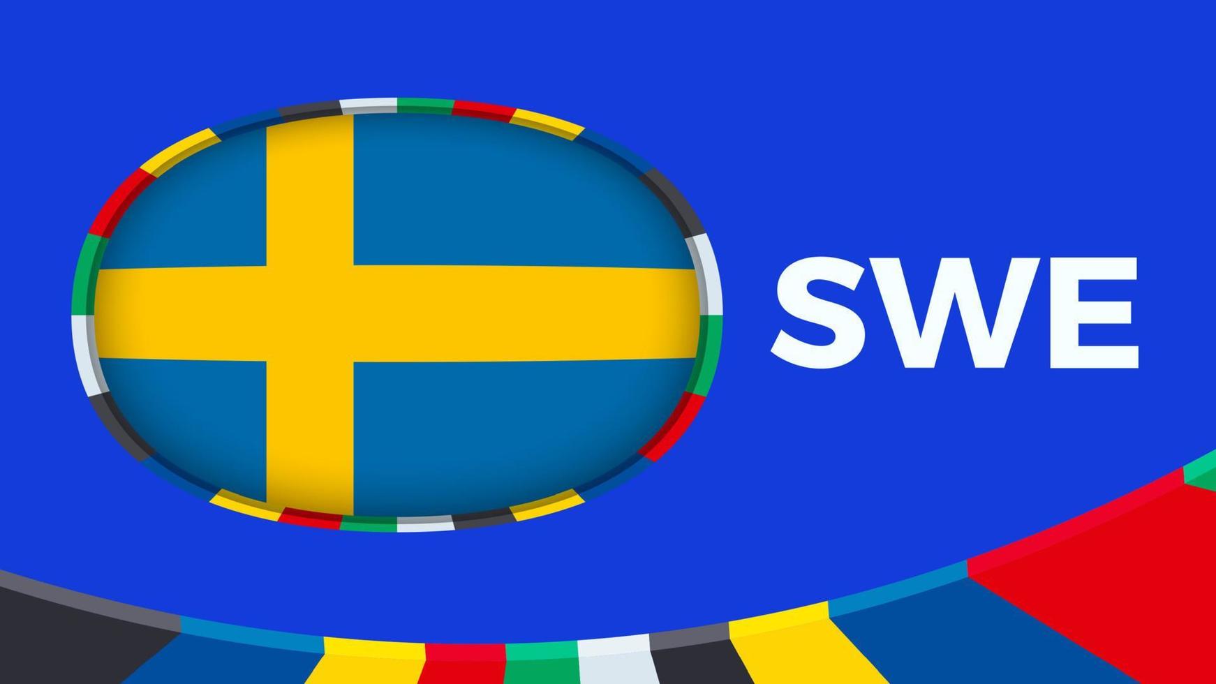 Schweden Flagge stilisiert zum europäisch Fußball Turnier Qualifikation. vektor