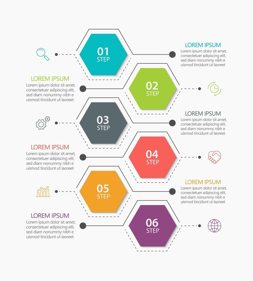 moderna infografikikoner med 6 alternativ vektor