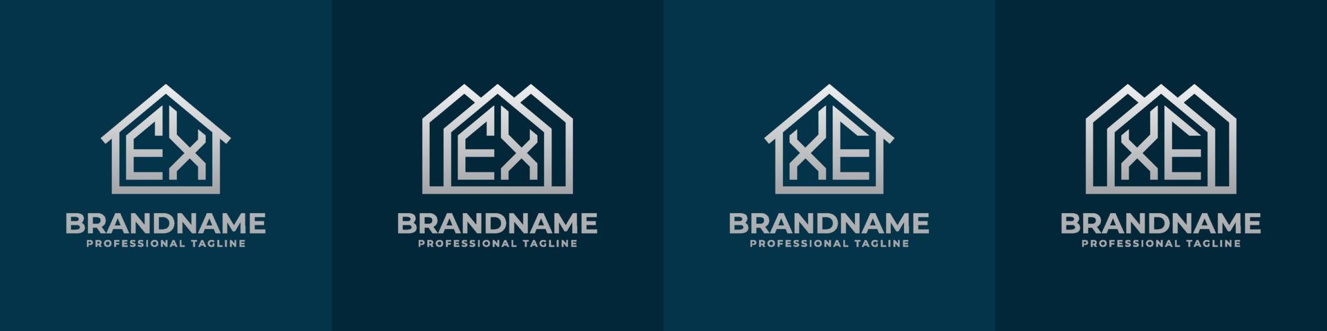 Brief Ex und xe Zuhause Logo Satz. geeignet zum irgendein Geschäft verbunden zu Haus, echt Anwesen, Konstruktion, Innere mit Ex oder xe Initialen. vektor