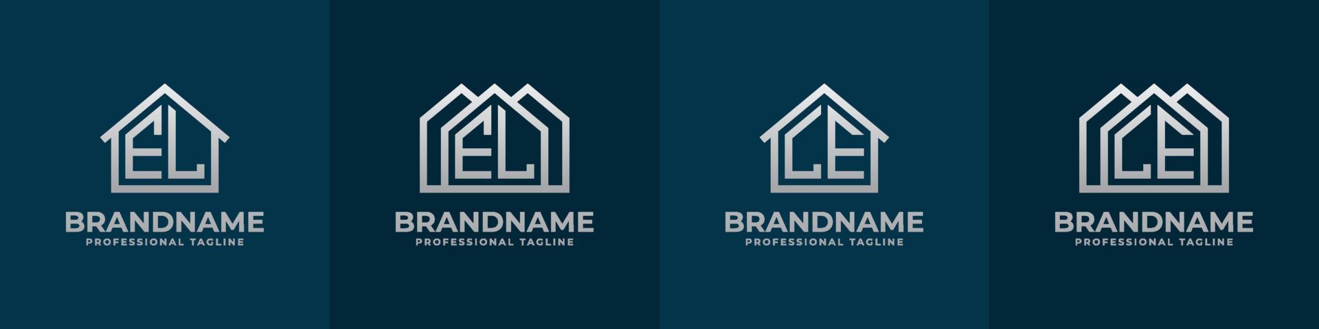 Brief el und le Zuhause Logo Satz. geeignet zum irgendein Geschäft verbunden zu Haus, echt Anwesen, Konstruktion, Innere mit el oder le Initialen. vektor