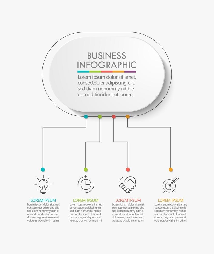 Kreis dünne Linie Infografik Vorlage mit 4 Optionen vektor