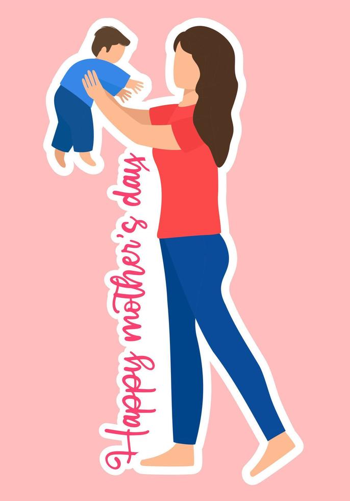 ein glücklich Mutter Tag Karte mit ein Mutter halten ein Baby. Vektor Illustration