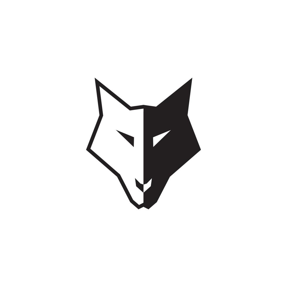 geometrisch Wolf Kopf Illustration. schwarz und Weiß Vektor Symbol auf Weiß Hintergrund.