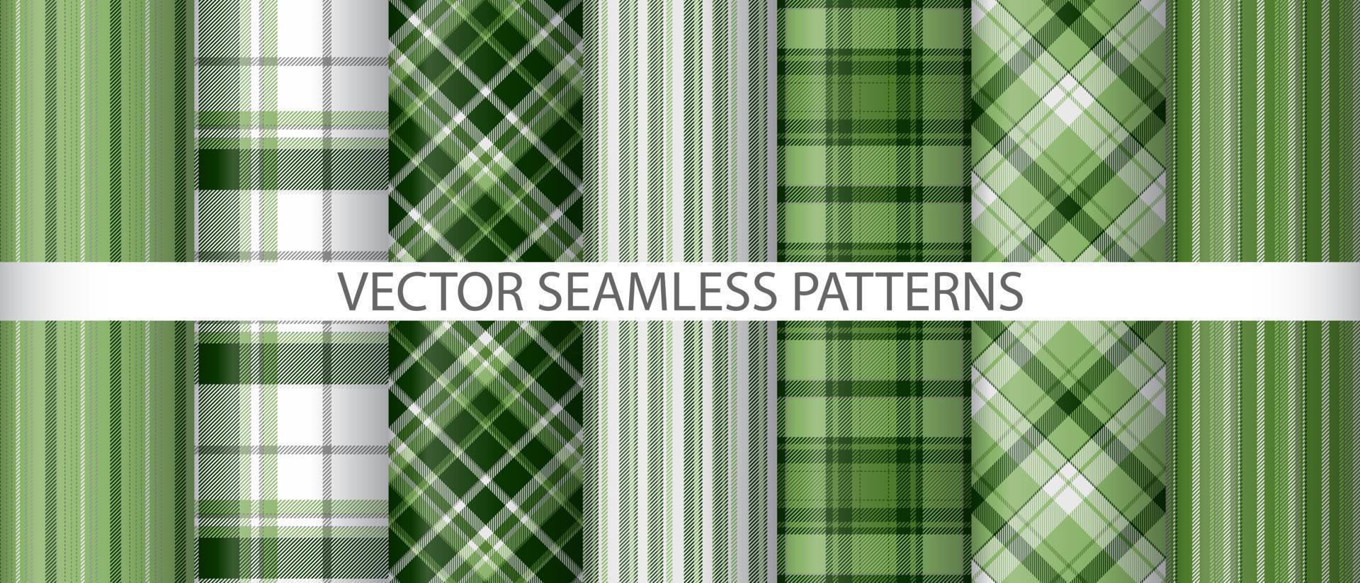 einstellen Textil- Plaid nahtlos. Muster prüfen Stoff. Textur Vektor Tartan Hintergrund.