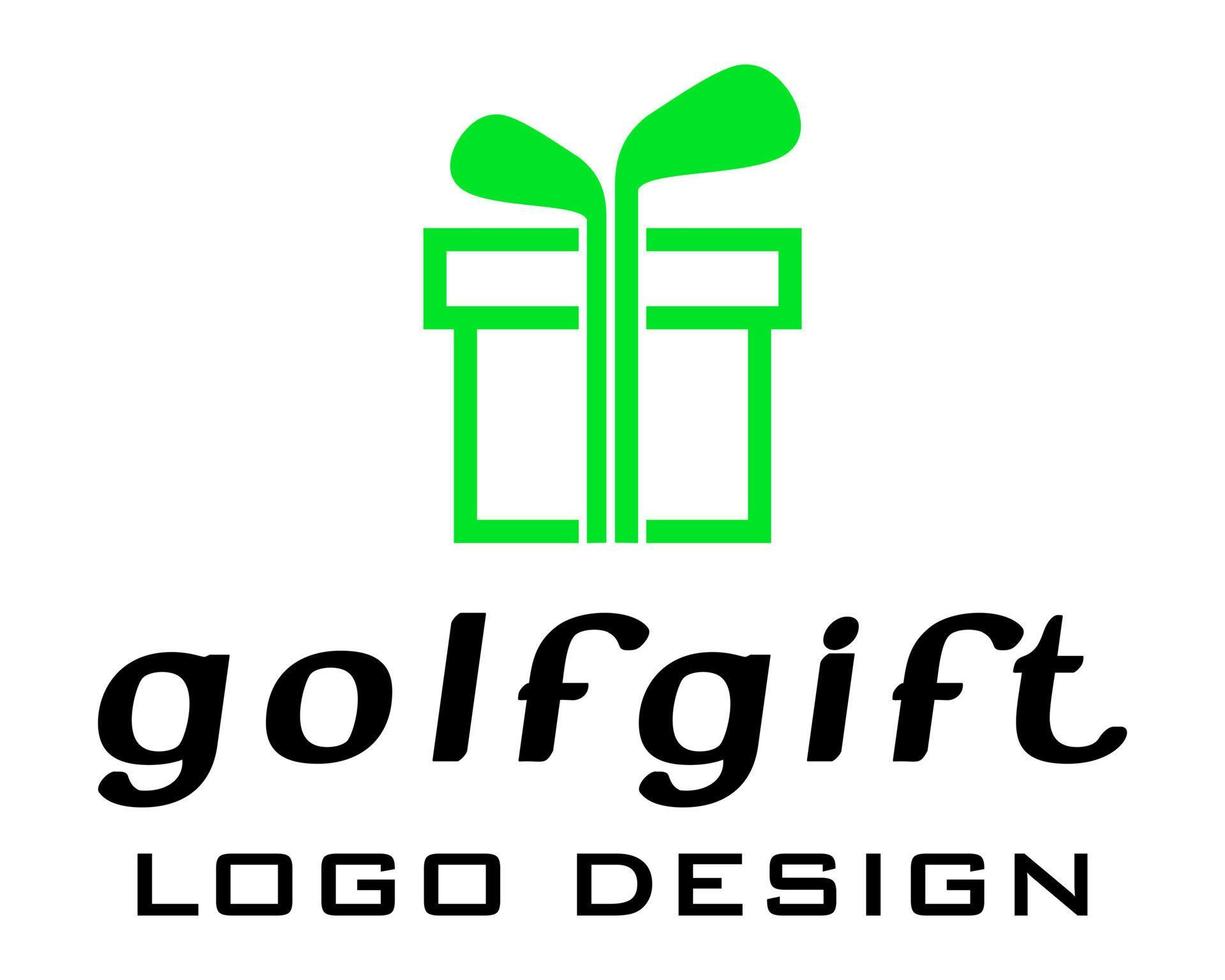 Geschenk Symbol und Golf Verein Logo Design. vektor