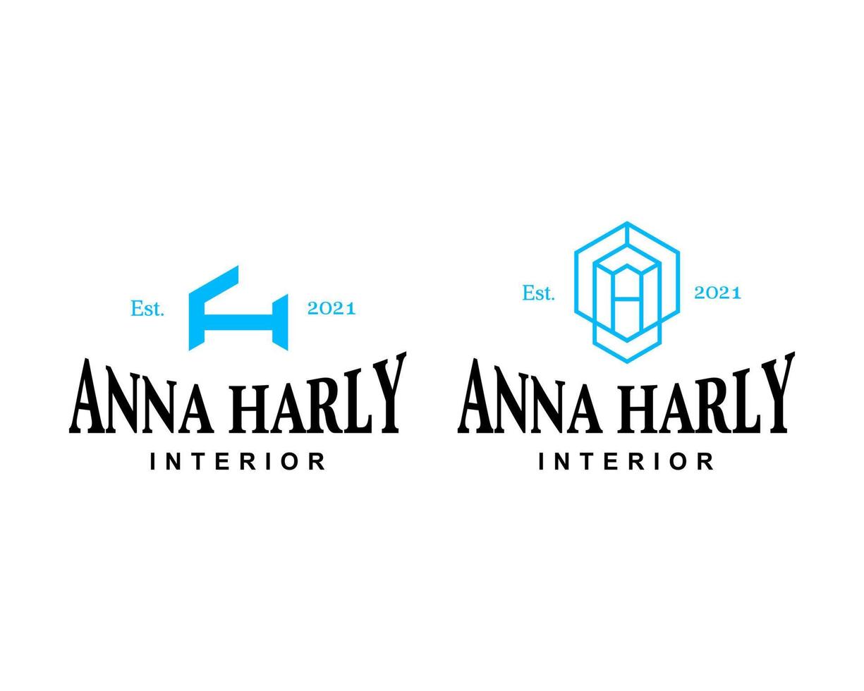 Brief ein h Monogramm Innere Industrie Logo Design. vektor