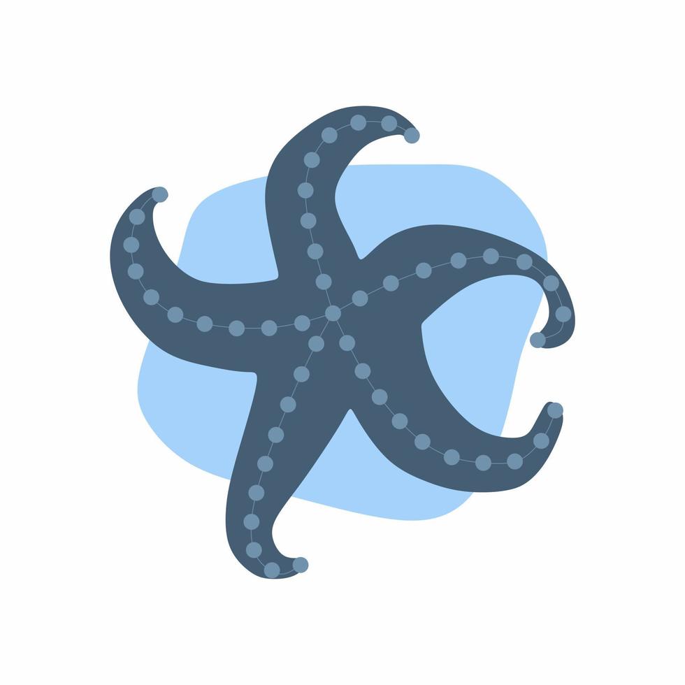 Illustration von ein Blau Seestern im eben Stil. Meer Tier isoliert auf Weiß Hintergrund vektor