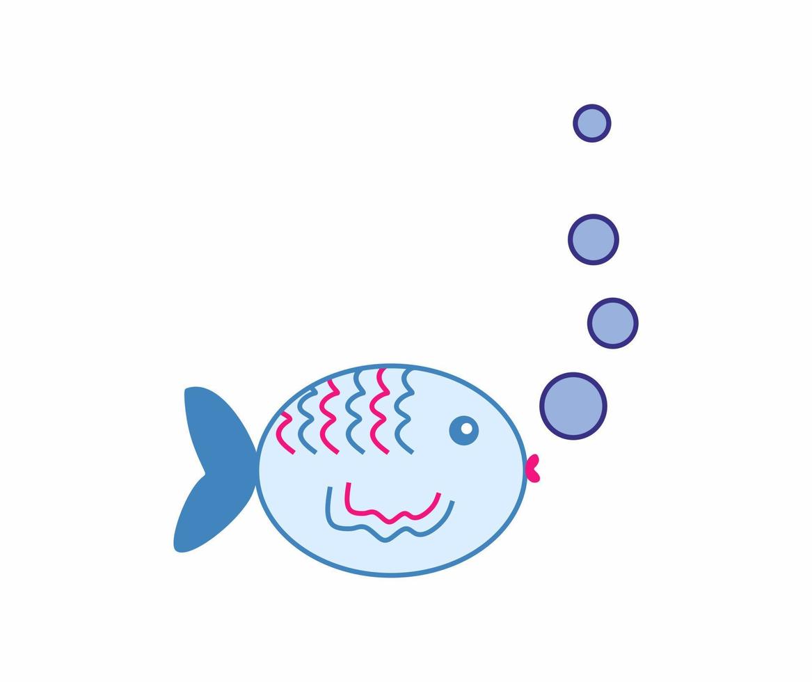 Blau Fisch eben Vektor Illustration isoliert auf Weiß Hintergrund. Aquarium Fisch. tropisch Meer Leben. unter Wasser Design Element.
