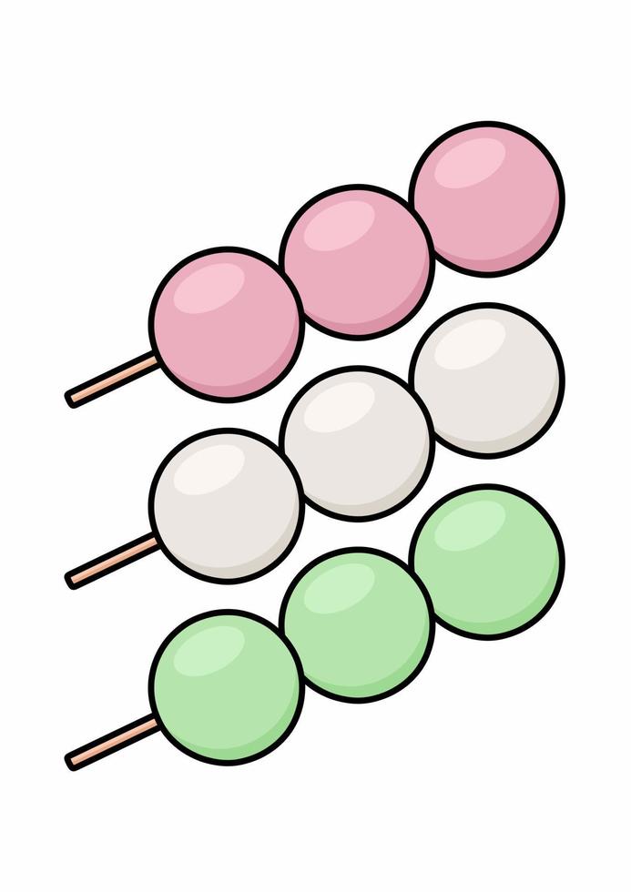 japansk ljuv , dango uppsättning på de vit bakgrund. vektor illustration.