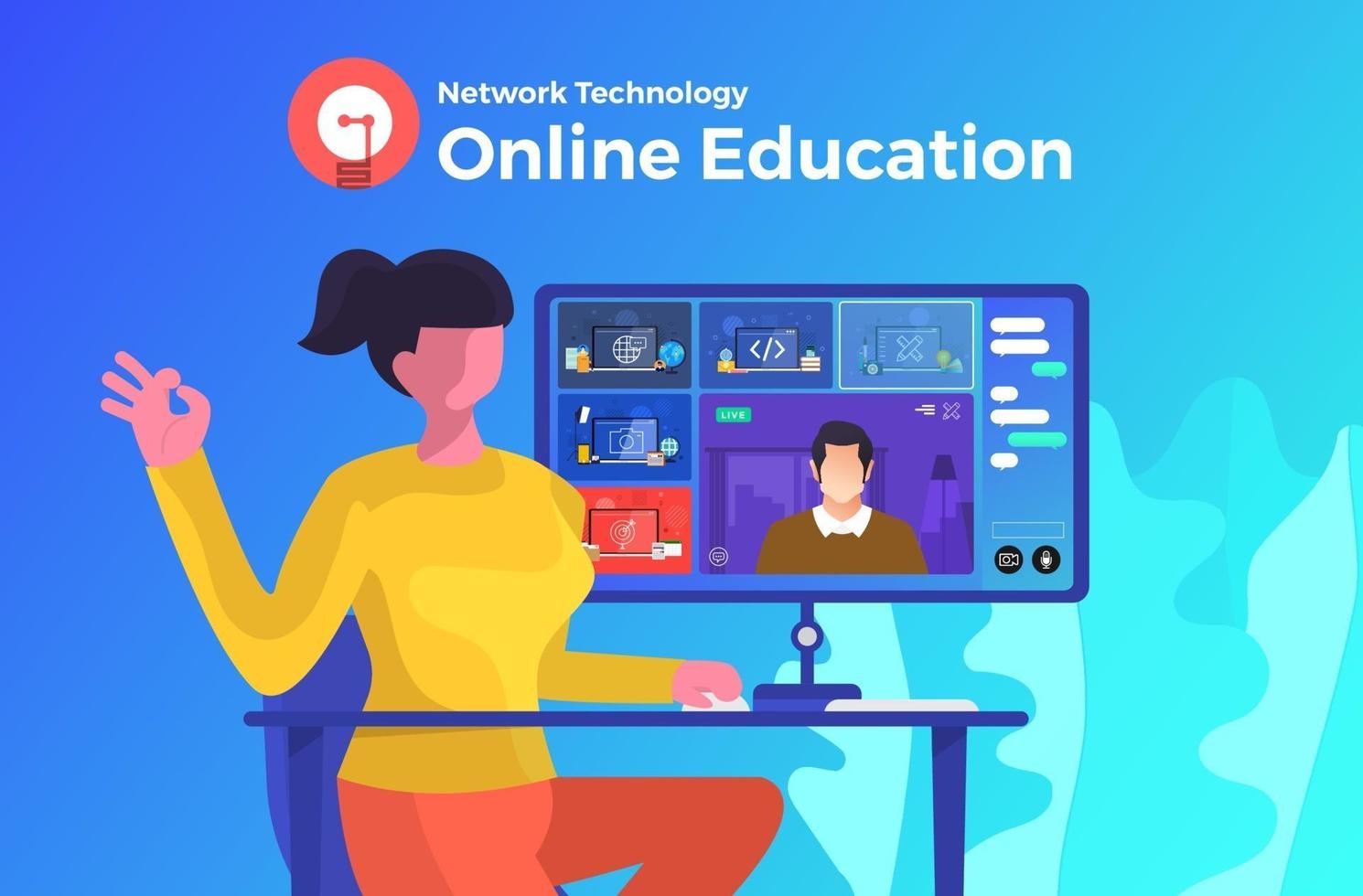 Online-Bildung. E-Learning-Kurs von zu Hause aus lernen vektor