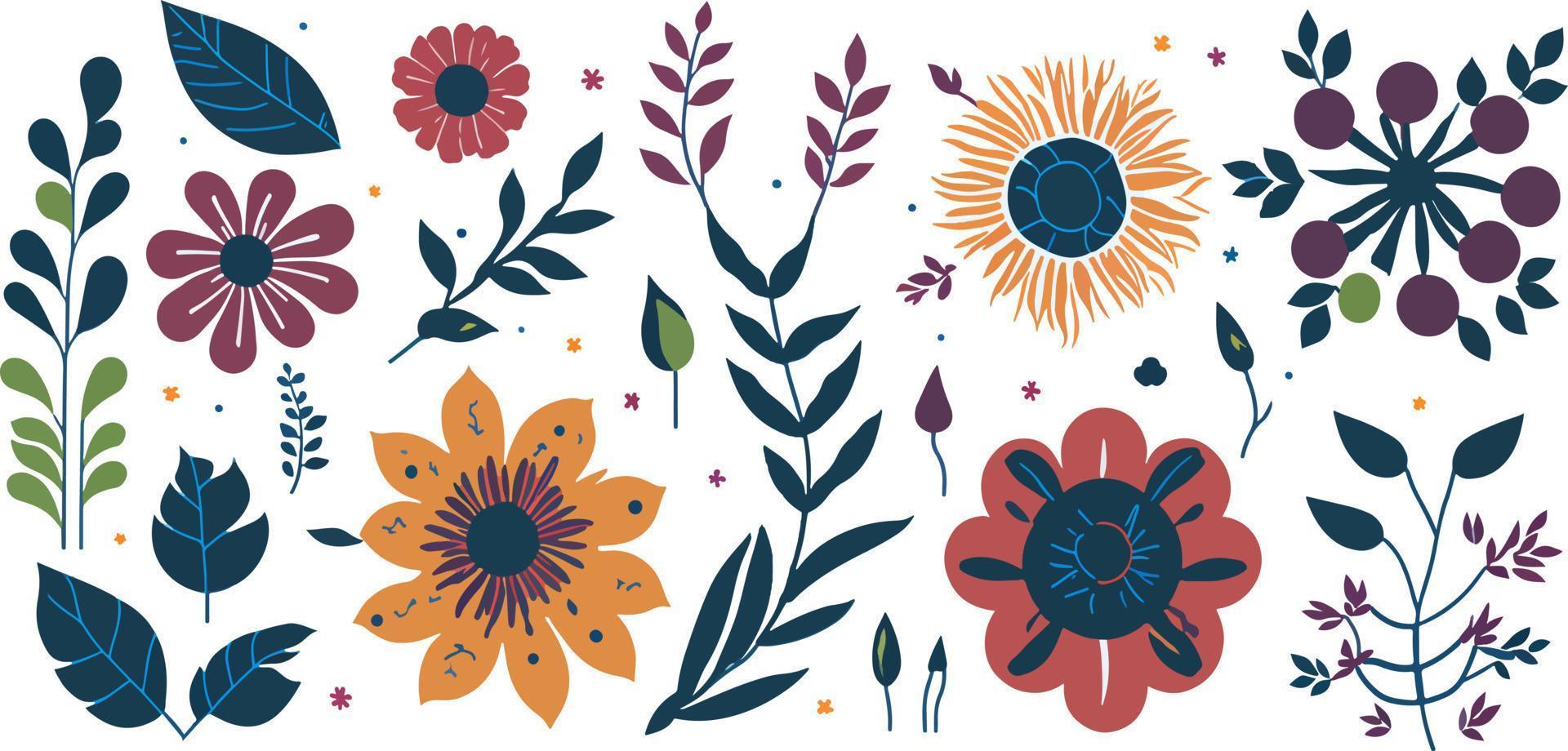 förbättra din mönster med en chic samling av ritad för hand blomma vektorer