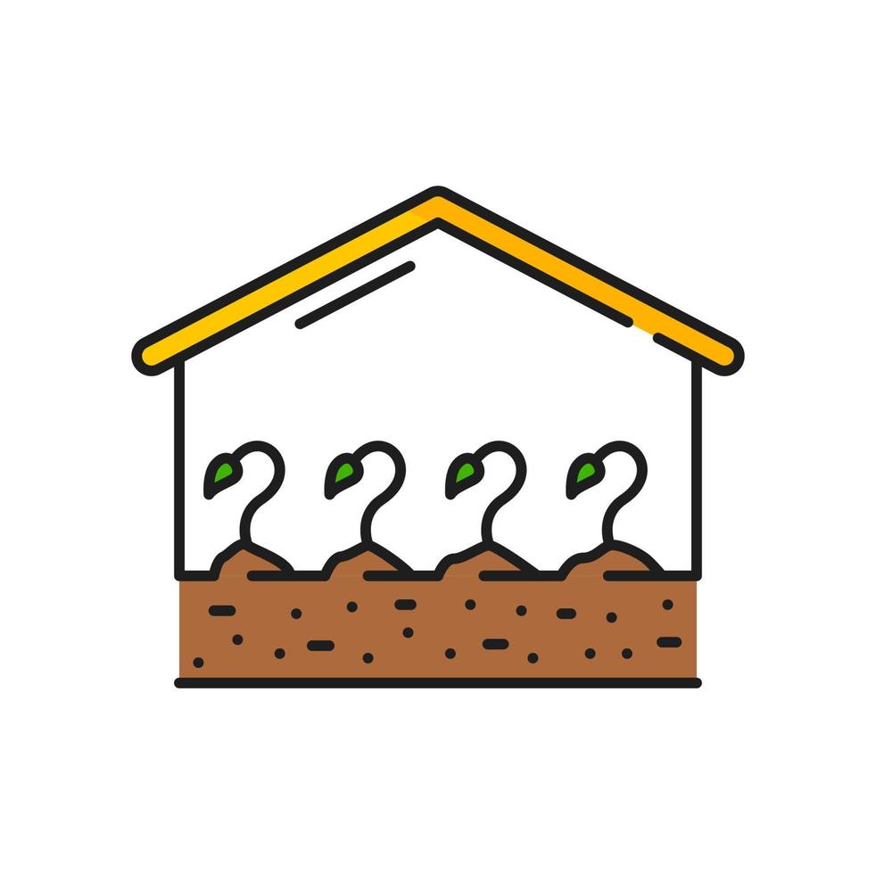 Pflanze Wachstum im Gewächshaus Landwirtschaft Linie Symbol vektor