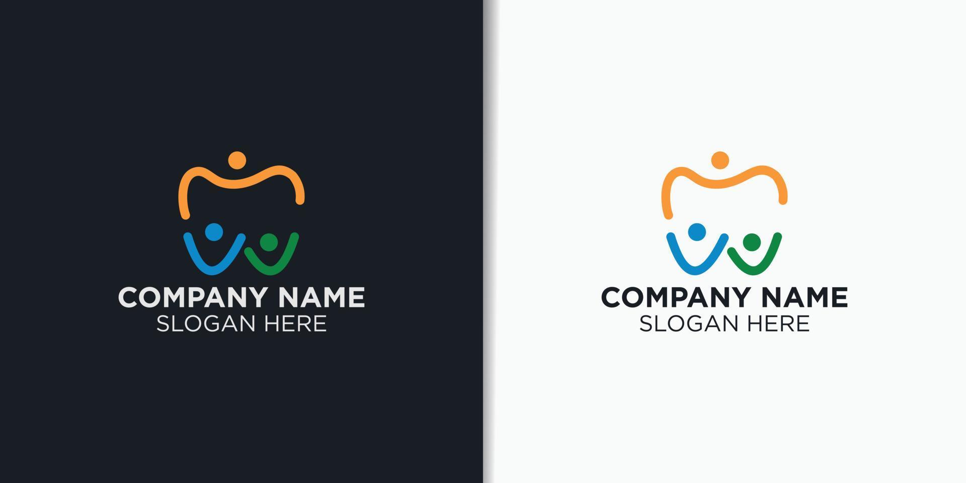 Familie Zahnarzt Logo Design Vektor, gesund und medizinisch Logo Design Vorlage vektor