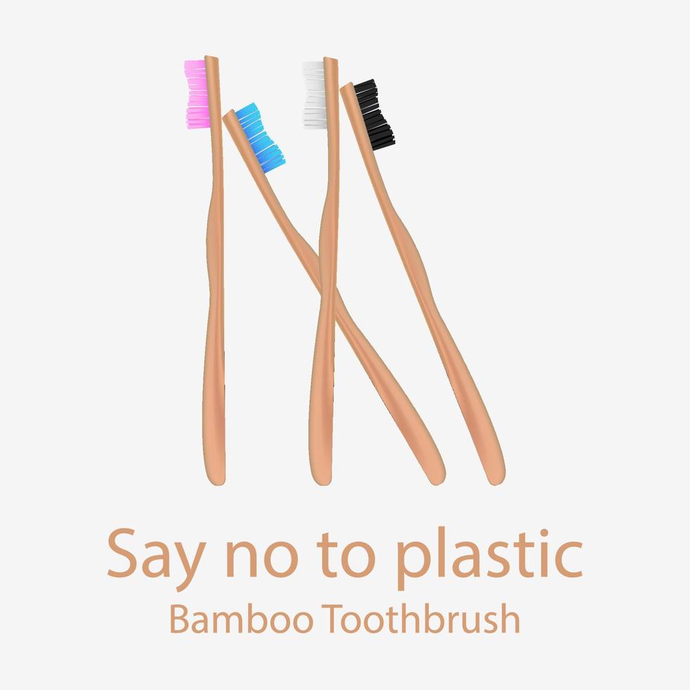 samling av bambu tandborstar. säga Nej till plast varor. noll avfall. vektor illustration
