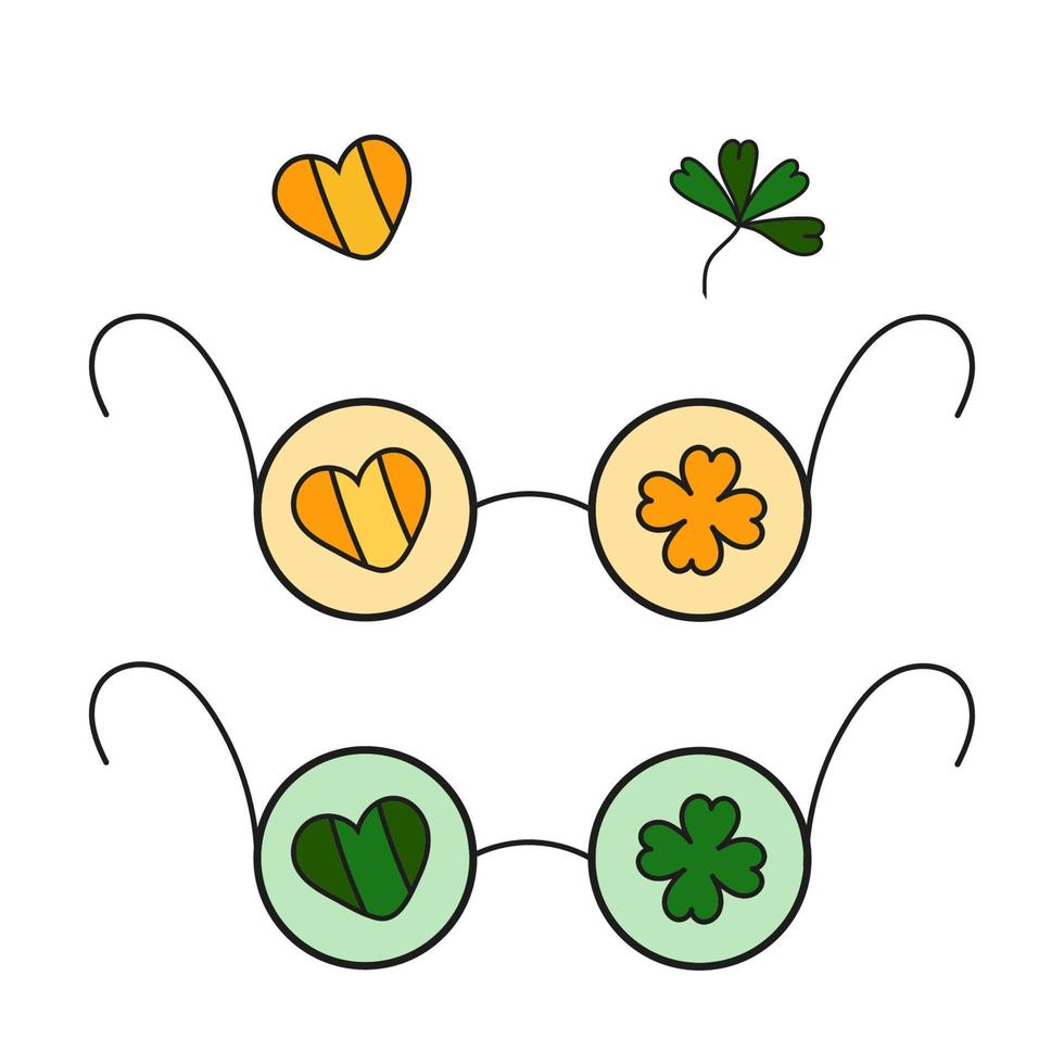 patricks dag runda glasögon vektor illustration isolerat på vit bakgrund symbol klotter irländsk tecken