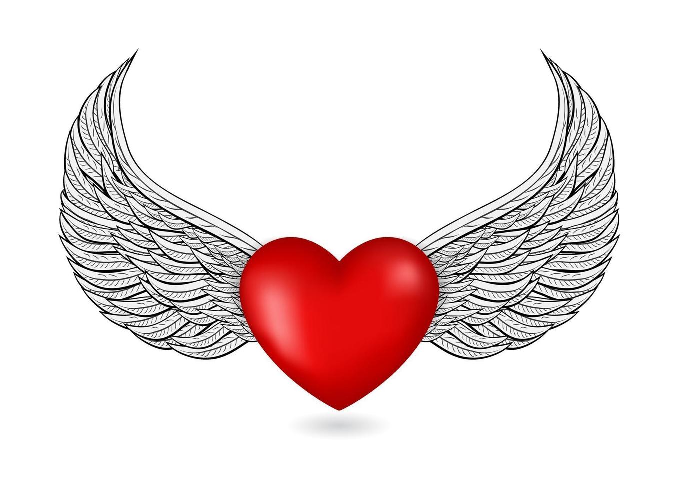 Herz 3d Symbol mit Flügeln vektor