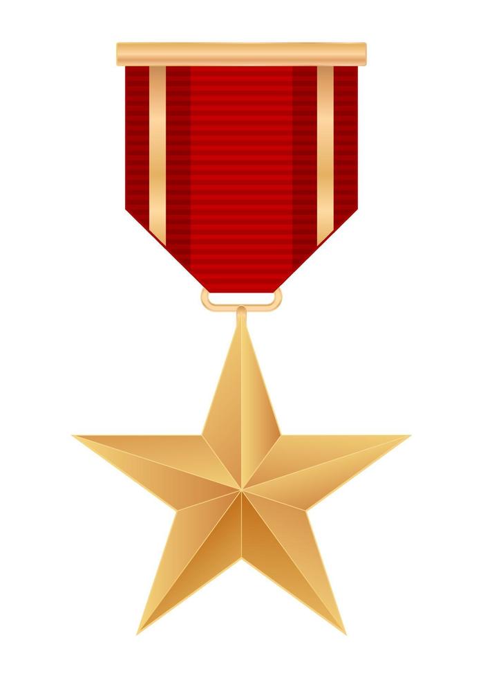 medalj utmärkelse guldstjärna 3d ikon vektor