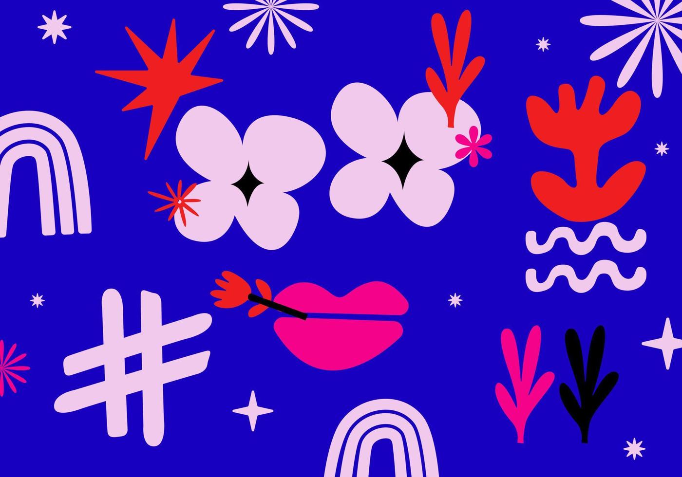 Gesicht Blume Hintergrund Florist Illustration Vektor bunt Spaß Vorlage, Textil, Mode druckbar