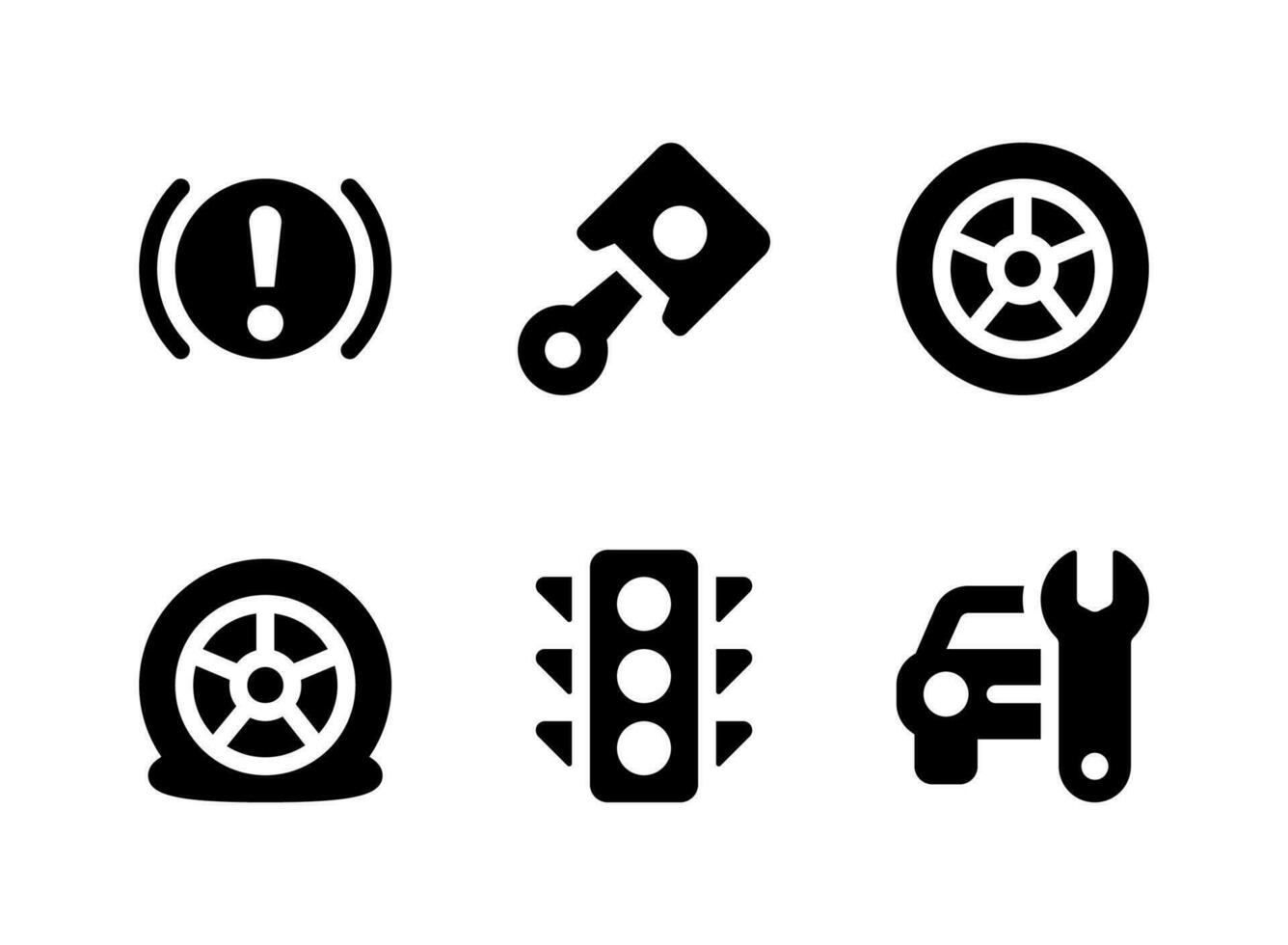 enkel uppsättning av bilrelaterade vektor fasta ikoner