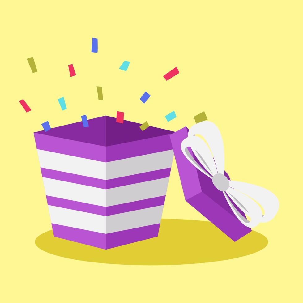 Überraschung lila Geschenk Box Vektor Illustration