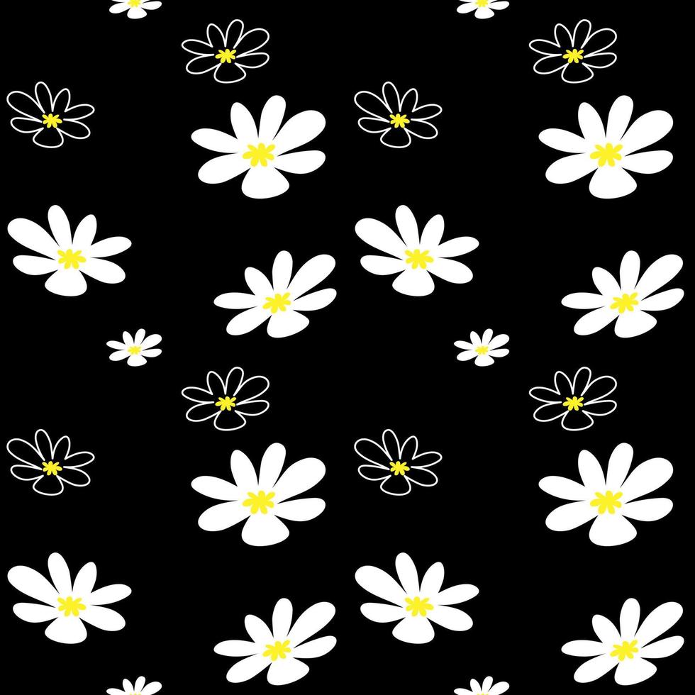 nahtlos Muster mit Weiß Gänseblümchen auf schwarz Farbe. vektor