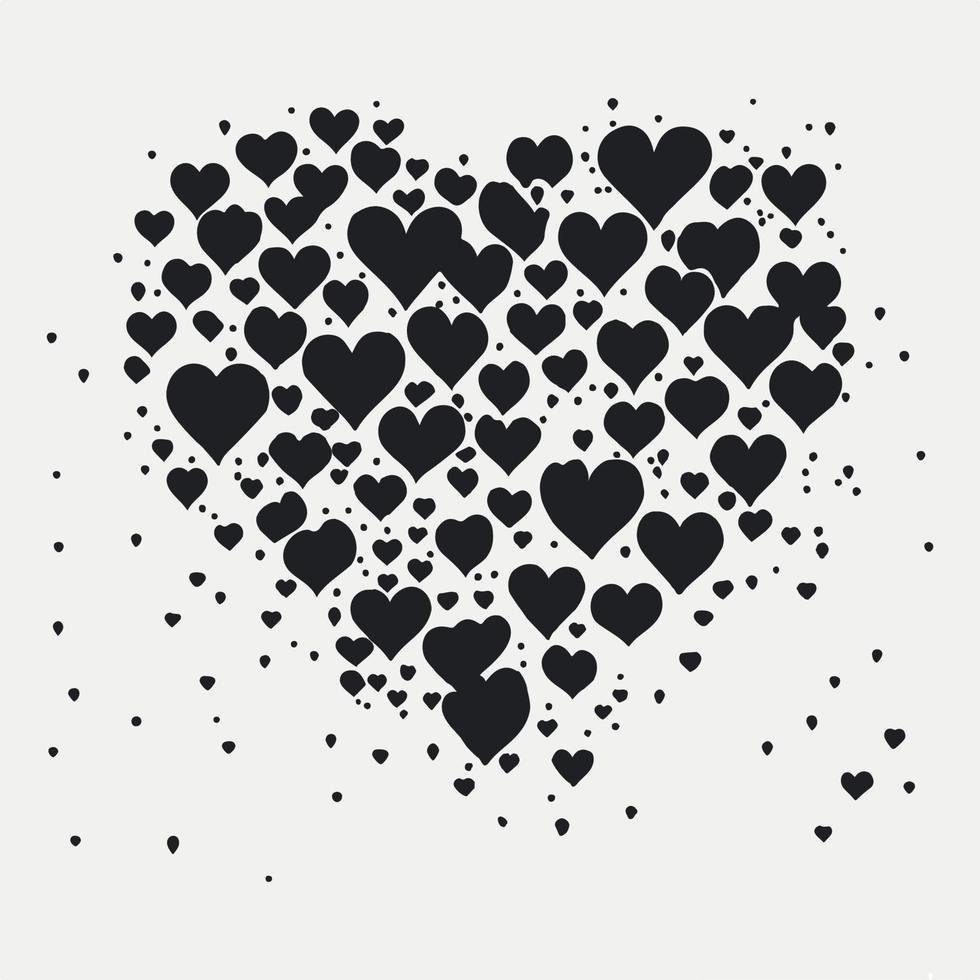 schwarz Liebe und Herz Muster im Weiß Hintergrund Valentinstag Tag Muster. Jubiläum, Geburtstag. Liebe. Süss Moment. Hochzeit. Vektor Illustration