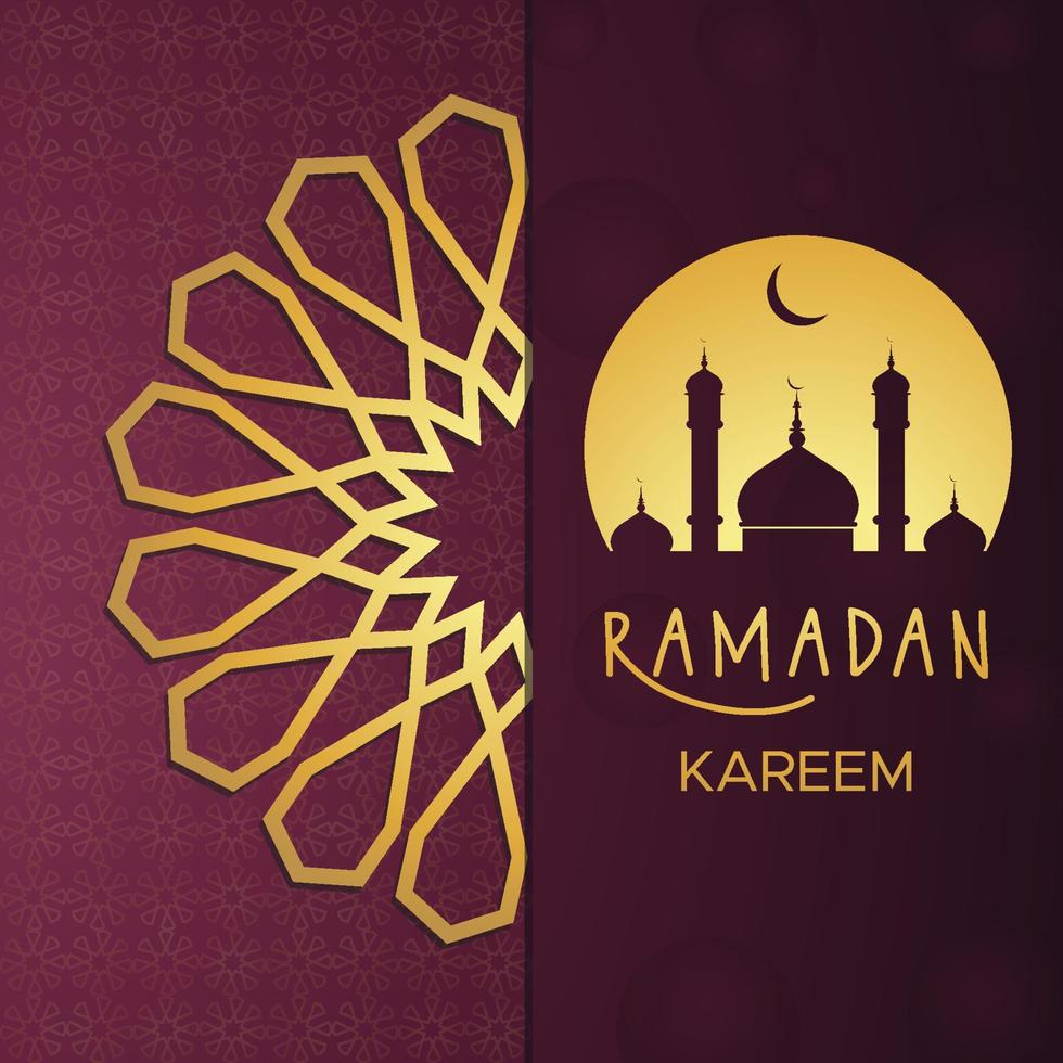Ramadan kareem kastanienbraun Hintergrund und golden Designs vektor