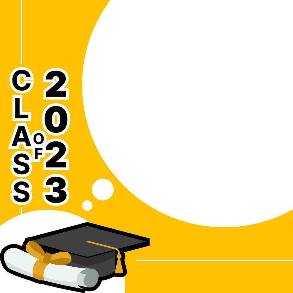 gradering ceremoni vektor illustration med gradering keps och Plats för text. klass av 2023.