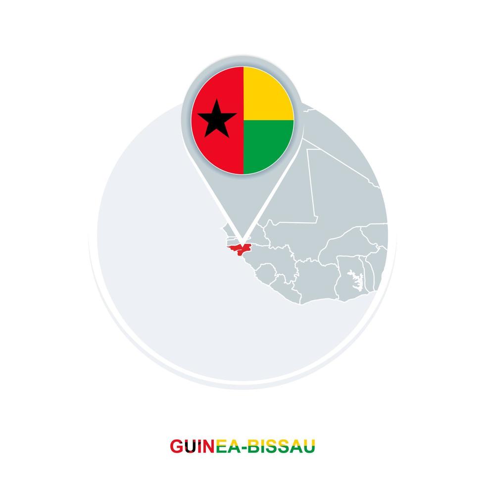 guinea-bissau Karta och flagga, vektor Karta ikon med markerad guinea-bissau