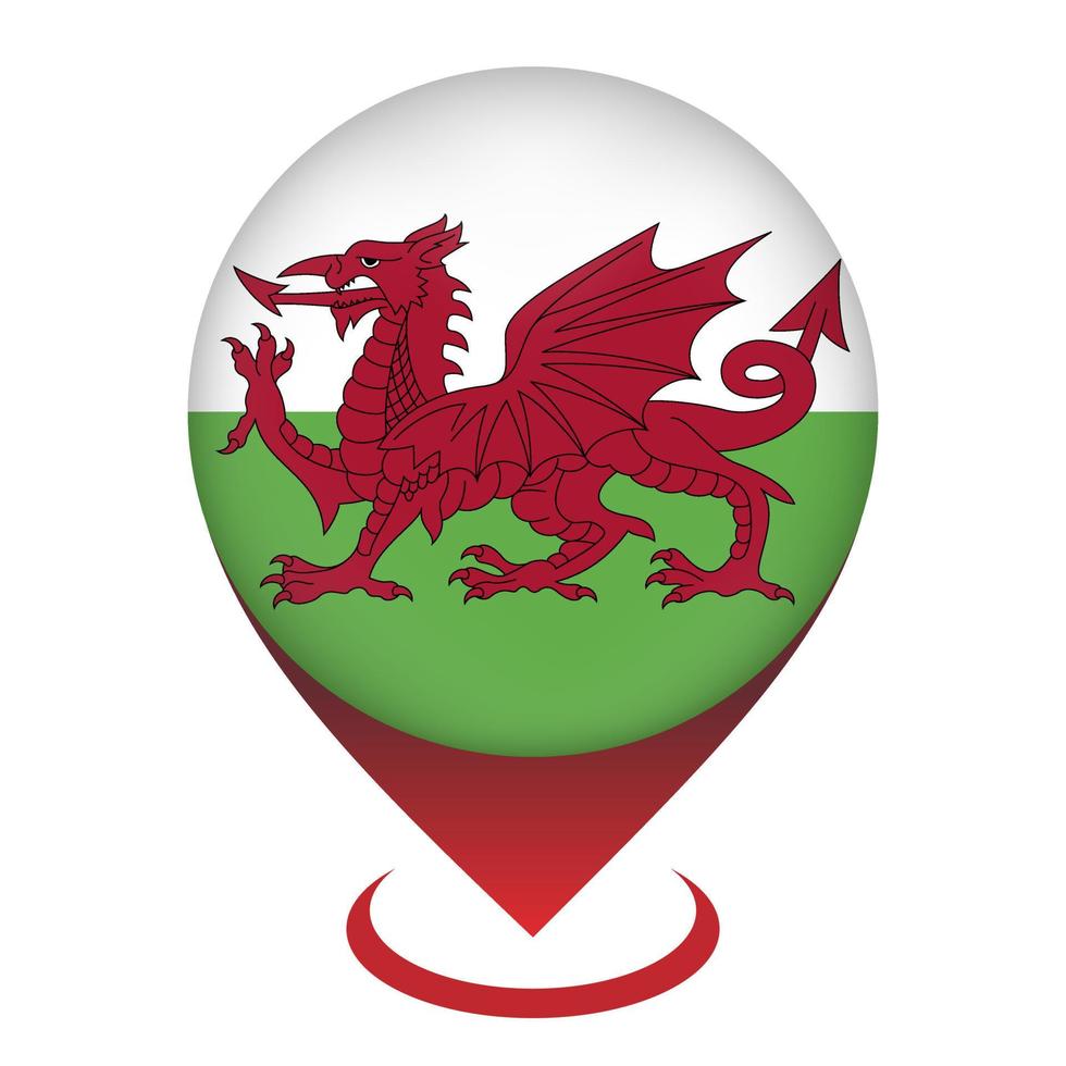 Karta pekare med Wales. wales flagga. vektor illustration.