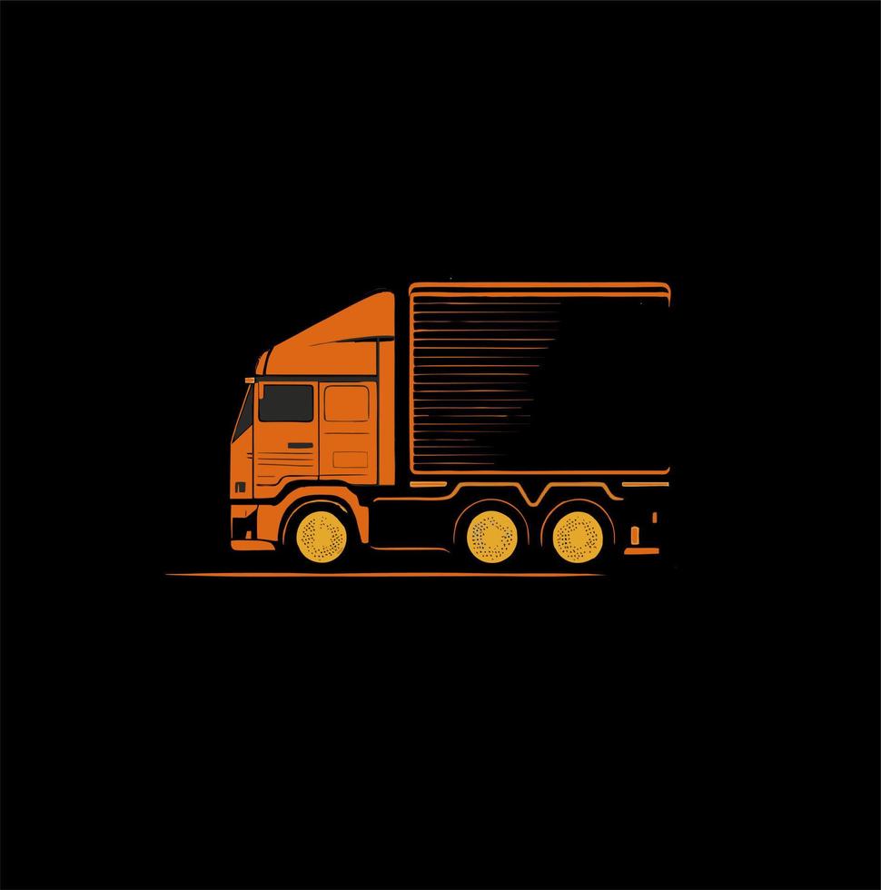 Lieferung Lieferwagen. kommerziell LKW ausdrücken Lieferung Service. LKW Vektor Illustration, Orange Hintergrund