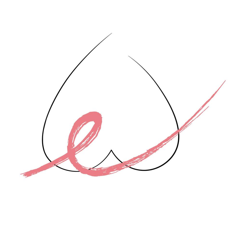 bröst- cancer. rosa band, bröst cancer medvetenhet symbol. konceptuell illustration av en band och en kvinna bröst som en hjärta form.vektor vektor