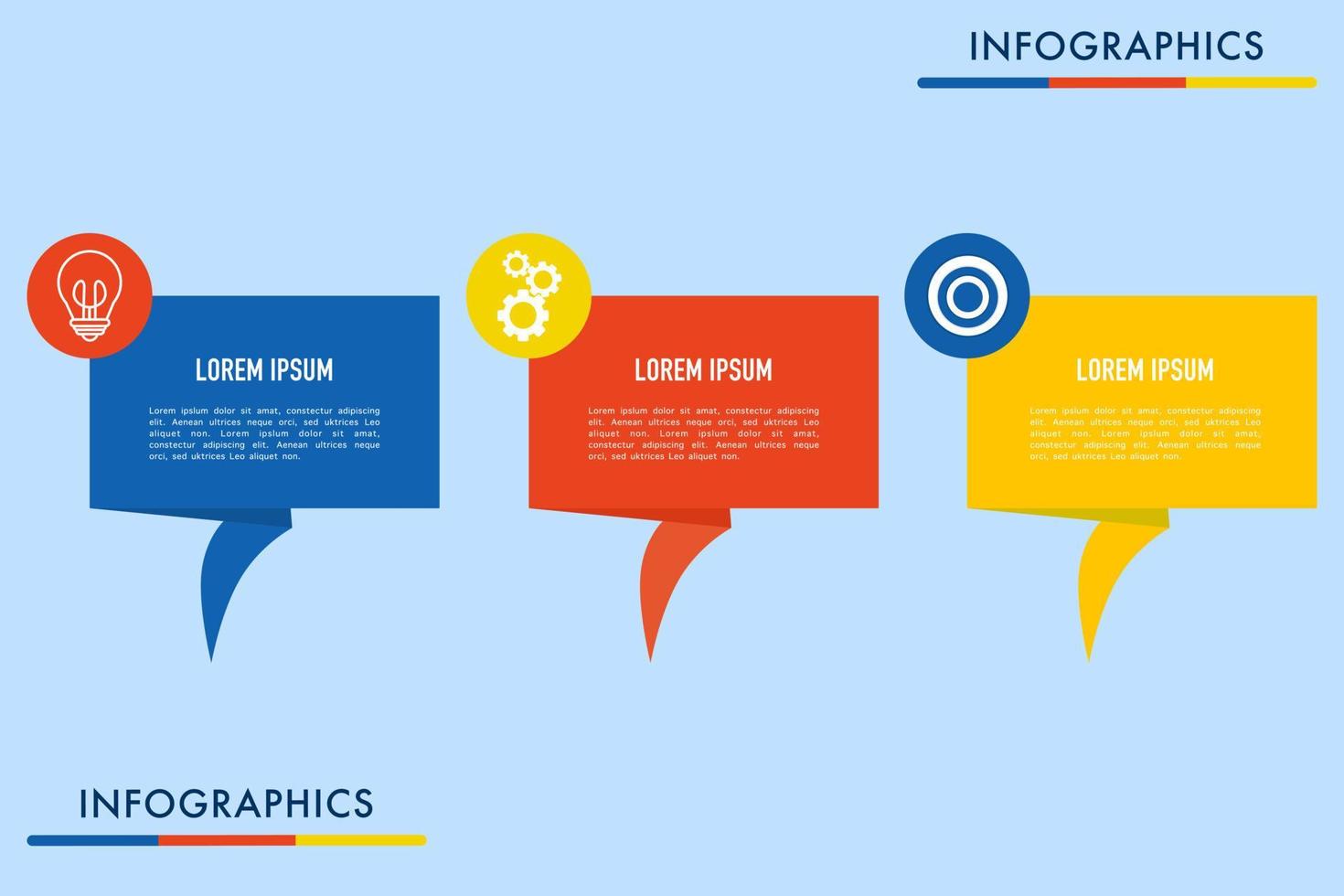 Vektor Infografik Design Vorlage mit 3 Optionen oder Schritte, Abschnitte, Segmente. Geschäft Konzept. Marketing Infografik Vektor Illustration