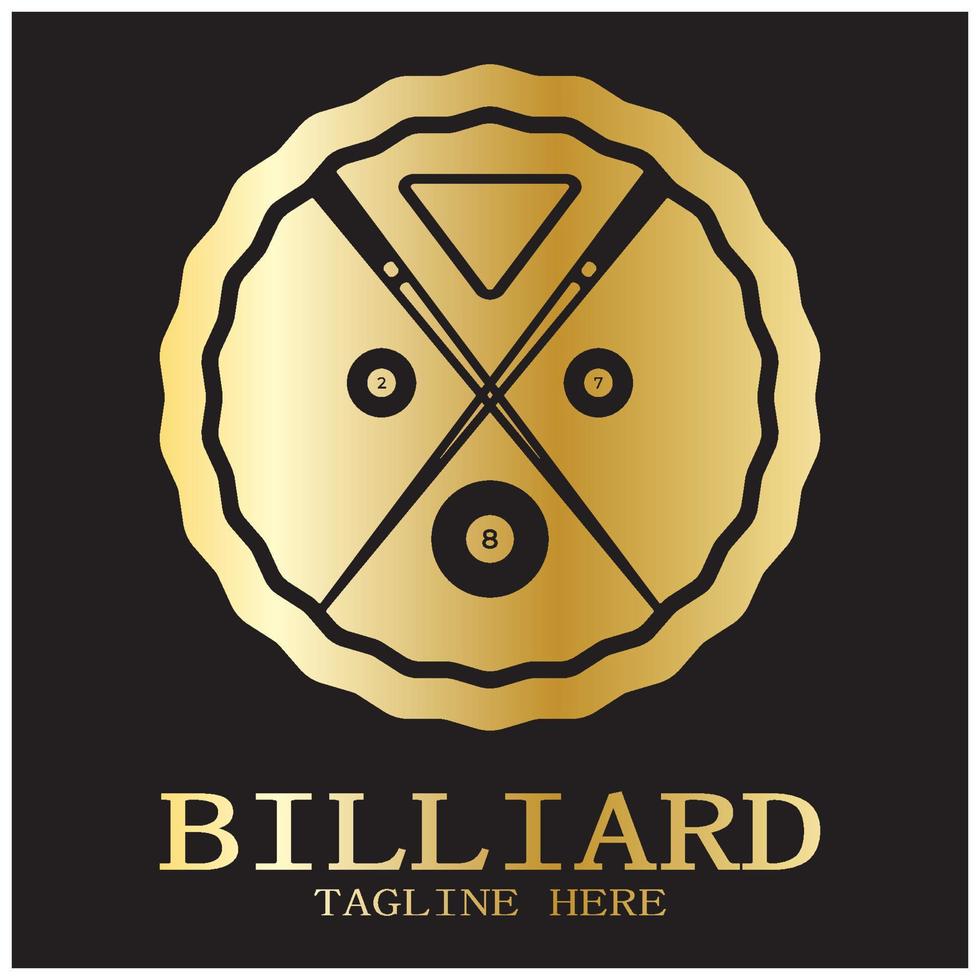 enkel biljard logotyp mall illustration med biljard bollar och pinnar, design för biljard monter, biljard affärer, räkningar konkurrens, mobil biljard spel, app, märke, biljard sport, vektor