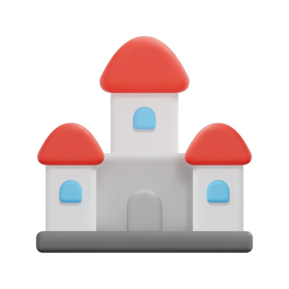 3d Schloss Symbol Vektor. isoliert auf Weiß Hintergrund. 3d Gebäude und die Architektur Konzept. Karikatur minimal Stil. 3d Gebäude Symbol Vektor machen Illustration.