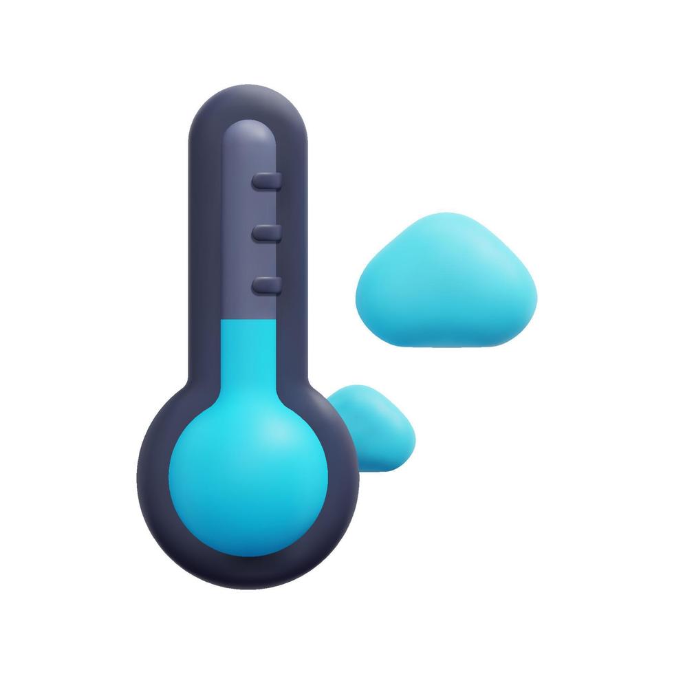 3d Thermometer und Schneeflocke Symbol Vektor. isoliert auf Weiß Hintergrund. 3d Wetter, Meteorologie, Prognose und Natur Konzept. Karikatur minimal Stil. 3d kalt Symbol Vektor machen Illustration.