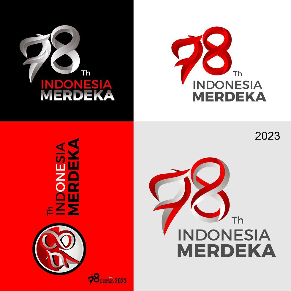 78 år, årsdag oberoende dag av de republik Indonesien. illustration logotyp design vektor